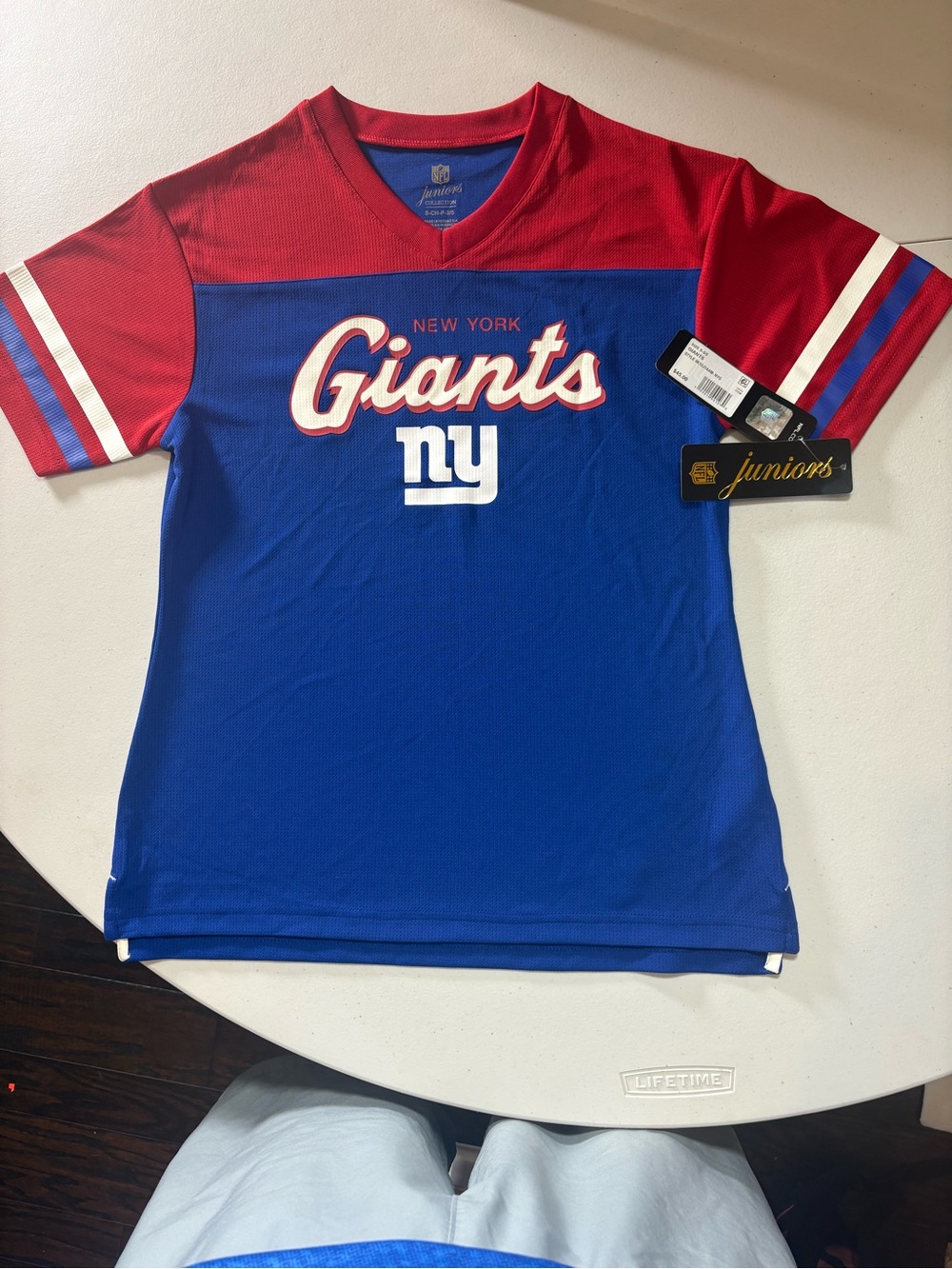 New York Giants Red & Blue Short Sleeve Kids Size Small Tee